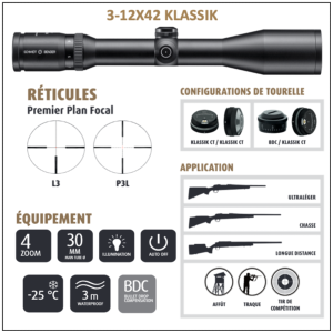 Lunettes de chasse klassik Schmidt et Bender 3-12x42