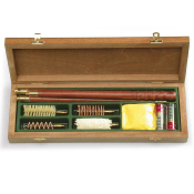 Kit de nettoyage STILCRIN pour fusil avec baguette 3 pièces en noyer - 4 brosses - 2 douilles amortisseurs + patchs (coffret en bois)